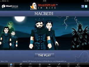 Splash screen of Shakespeare in Bits Macbeth app for iPad