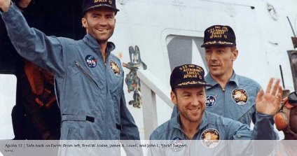 Apollo 13 Astronauts Fred W Haise, James A Lovell and John L Swigert